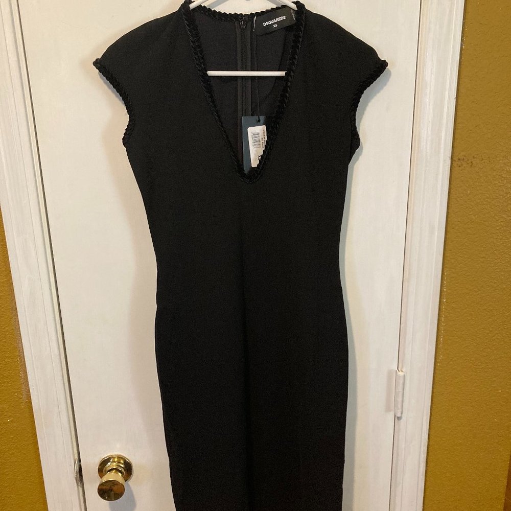 DSquared2 women's size XS extra small stretchy wool sleeveless low v-neck dress